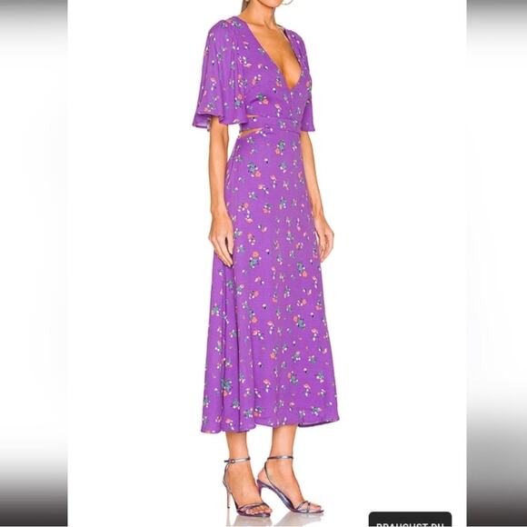 AFRM Revolve Renzo Maxi Dress Cut Out Floral Purple size Small - Picture 9 of 11